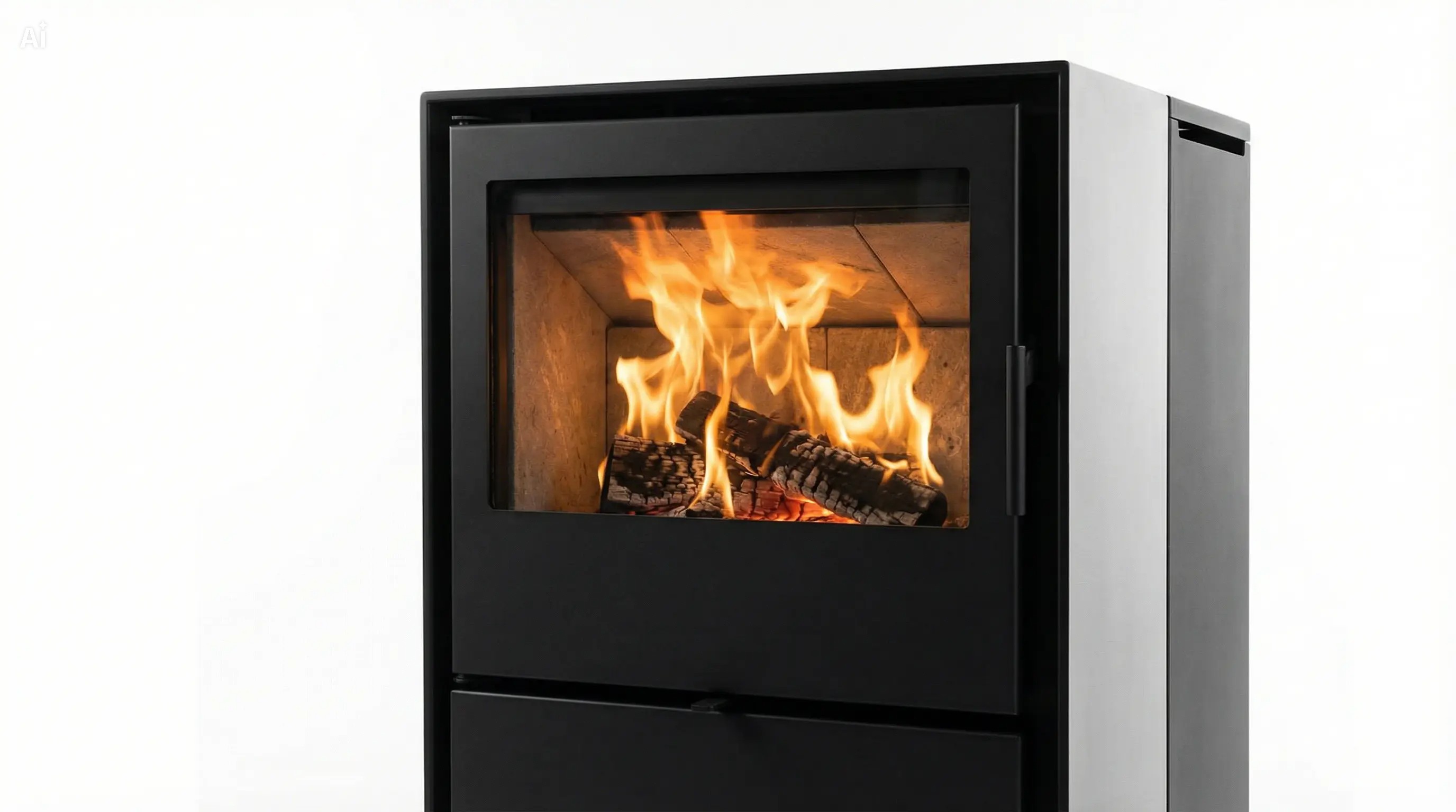 Poêle à bois design moderne vitré