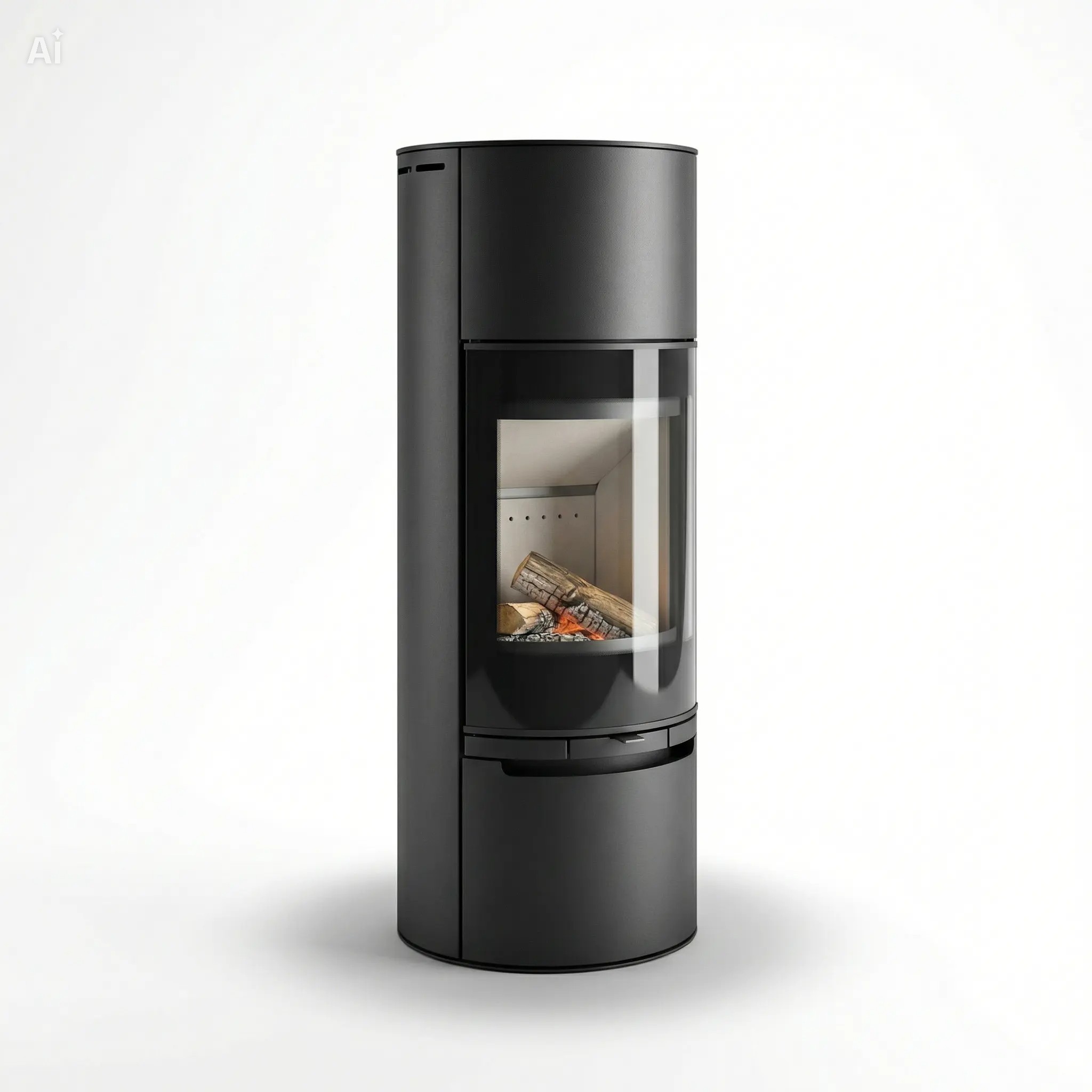 Poêle à bois cylindrique design moderne