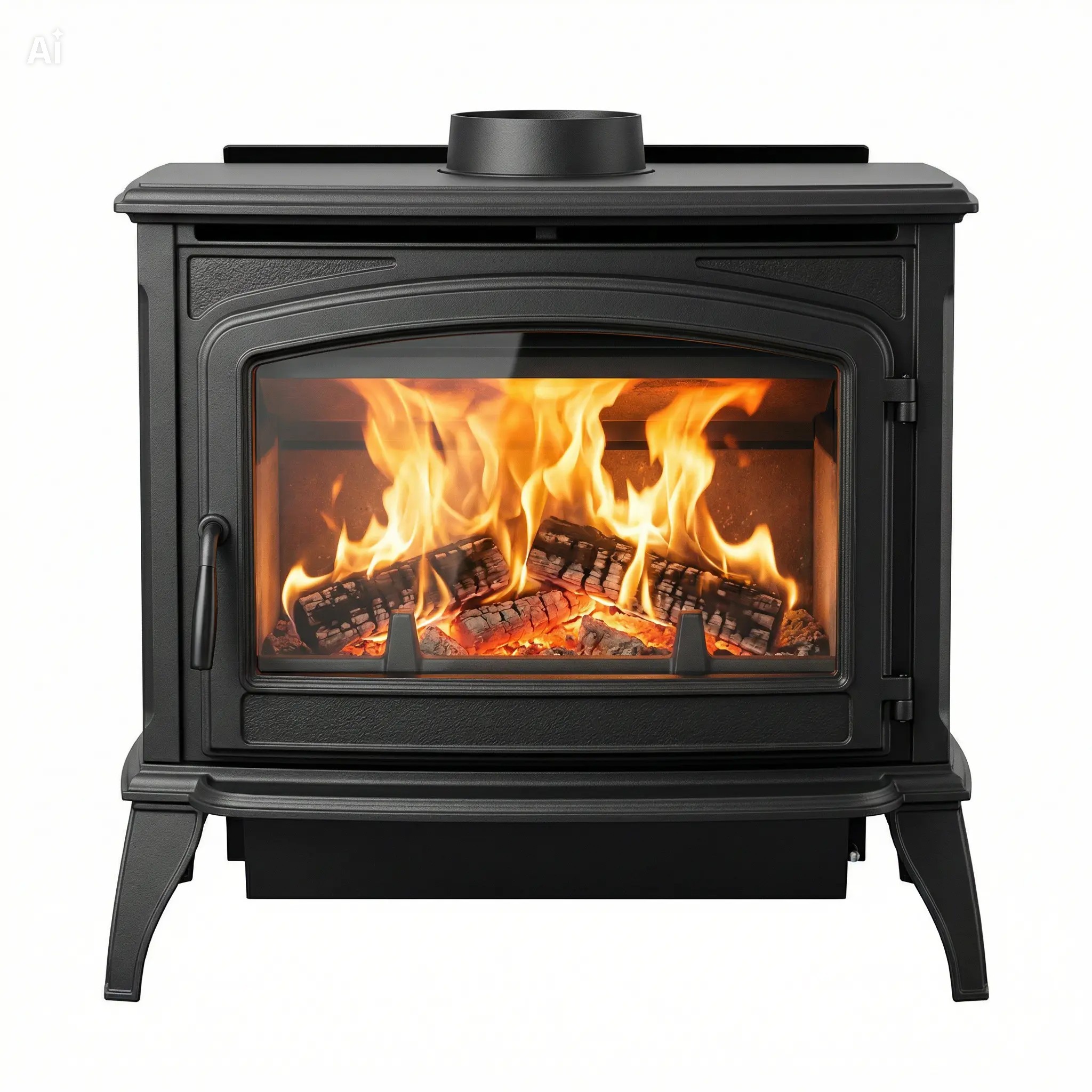 Poêle à bois foyer large vision