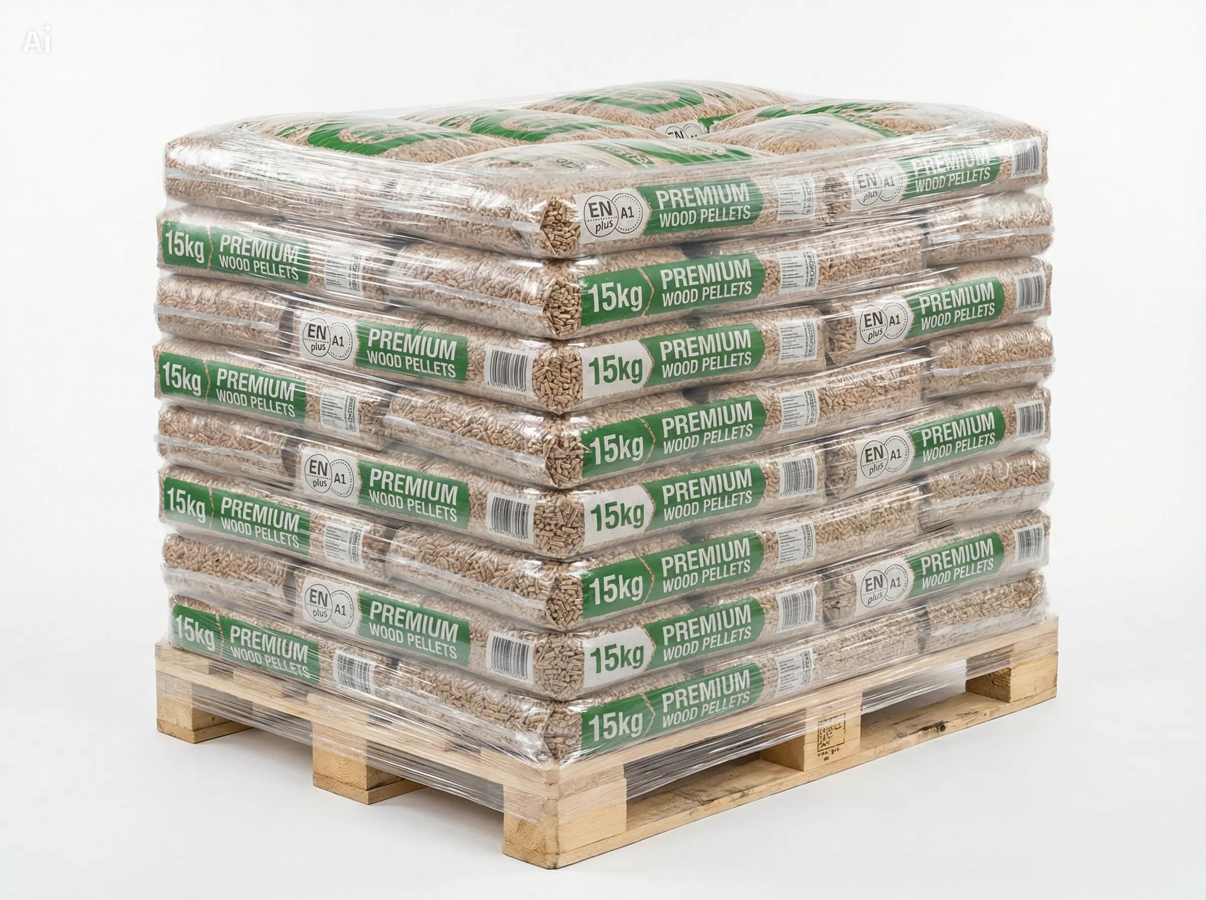 Granulés premium certifiés ENplus A1 – Palette de 72 sacs de 15 kg (1 080 kg)